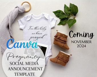 Baby Announcement | Gender Neutral Template | Social Media Reveal | Pregnancy Reveal | Easter Pregnancy Announcement Digital