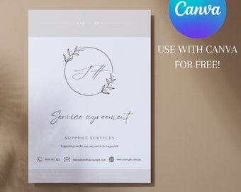 Minimalist Service Agreement Schedule of Supports NDIS support work agency Canva template for providers | Digital download | Editable