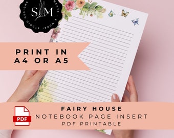 Fairy Notebook journal printable insert page A4 PDF | Instant Download | DIGITAL file | single page