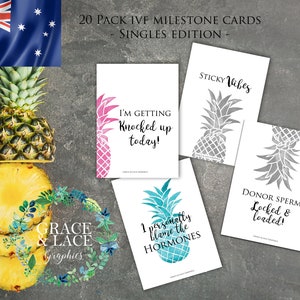 Cartes numériques FIV | Pour un voyage FIV solo | cartes jalons | drôle | Thème Ananas | idée cadeau