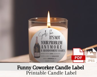 Label Sticker For Candles | Funny Retirement or Leaving Gift | Happy Retirement Gift | Funny Coworker Candles | PDF JPEG | Printable