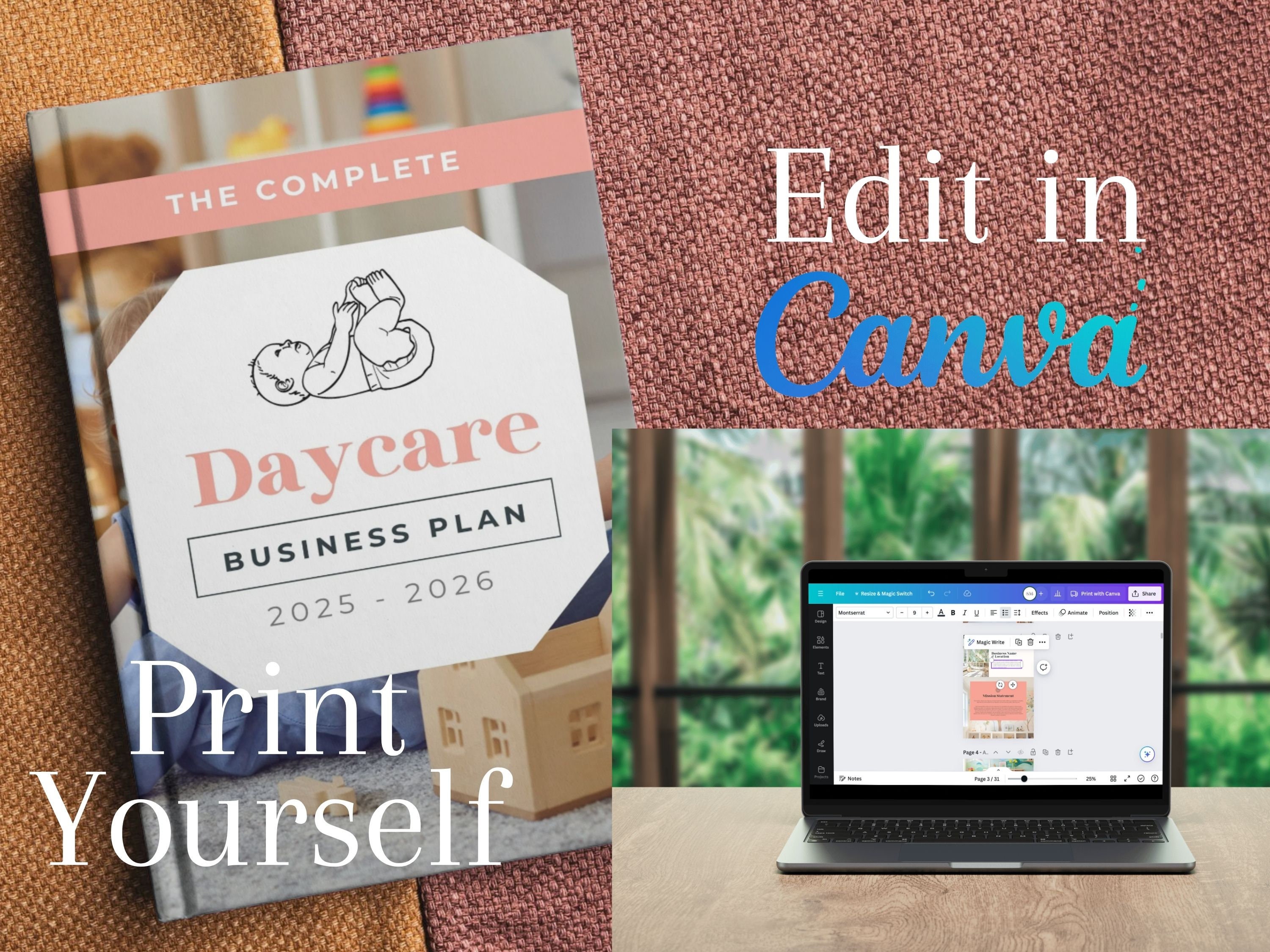 Home Daycare Childcare Business Plan Editable in Canva Free