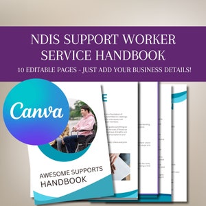 NDIS business service handbook disability support service Support Coordinator | participant | Editable Canva Template | Digital Download
