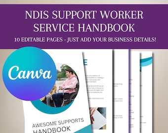 Manual de serviços empresariais do NDIS Serviço de apoio à deficiência Coordenador de suporte | participante | Modelo editável do Canva | Download digital