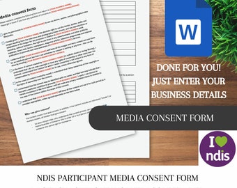 NDIS media consent form support worker disability business participant intake document editable word template sole trader policy procedure