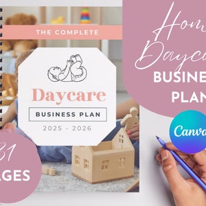 Home daycare childcare business plan | Editable in Canva Free | Template for startup child care babysitting business | Instant access