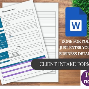 NDIS client intake form word participant template onboarding editable document | Instant download | Support worker | Word Template