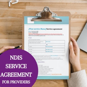 Service agreement NDIS business support worker agency schedule of support template for providers | Participant |Digital download | Document