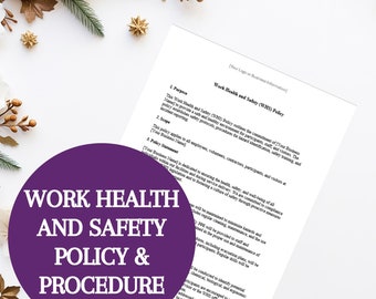 NDIS Work Health and Safety Policy | Business support worker support Coordination Word document template  | Participant | Digital download