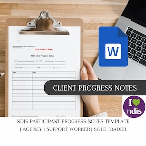 NDIS client progress notes form word participant template onboarding editable document | Instant download | Support worker