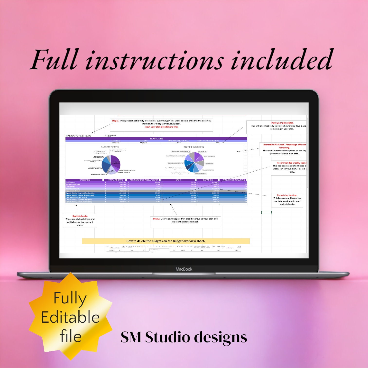 NDIS Planner Funding Self Management Spreadsheet Etsy