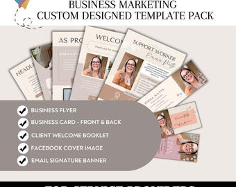 Custom Marketing Templates for Service Providers | Business Card, Flyer, Email Signature, Canva Branding Kit, Facebook Cover, NDIS services