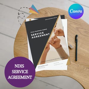 Service agreement NDIS business support worker agency schedule of support template for providers | Participant |Digital download | Document