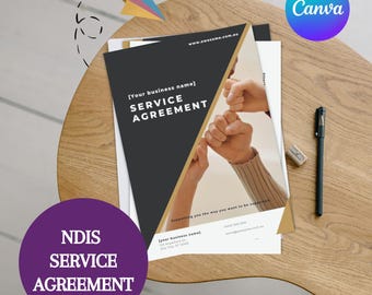 Service agreement NDIS business support worker agency schedule of support template for providers | Participant |Digital download | Document