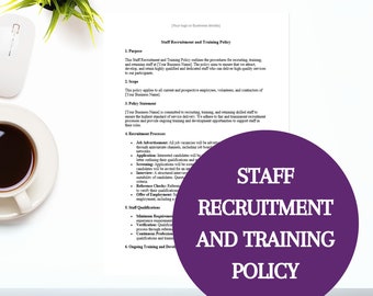 NDIS Staff Recruitment & Training Policy | Business support work agency Word document template providers | Participant |Digital download
