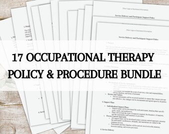 Occupational Therapist 17 Policy and Procedure templates bundle pack | Service Provider | Sole Trader or Agency | Digital Download | Word