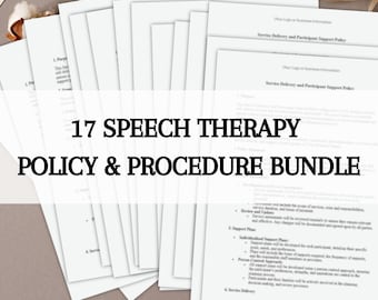 Speech Therapist 17 Policy and Procedure templates bundle pack | Service Provider | Sole Trader or Agency | Digital Download | Word