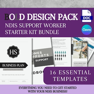 NDIS Business Starter Bundle BOLD pack design support worker disability support forms participant intake editable document service agreement