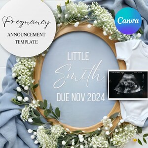 Digital Pregnancy Announcement / Pregnancy Reveal / Social Media / Gender Neutral / Facebook / Instagram / Boho / Personalized
