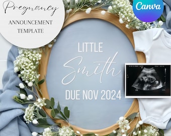 Digital Pregnancy Announcement / Pregnancy Reveal / Social Media / Gender Neutral / Facebook / Instagram / Boho / Personalized