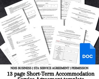 Short Term Accommodation Service agreement respite NDIS business support agency schedule of support editable template | Google Doc