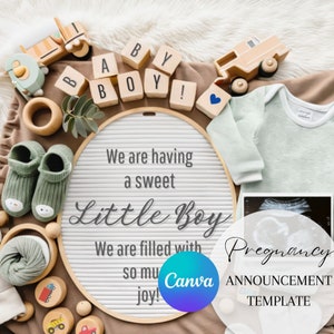 Anuncio de niño / Plantilla neutral de género / Revelación de redes sociales / Revelación de embarazo / Anuncio de embarazo de Pascua Digital