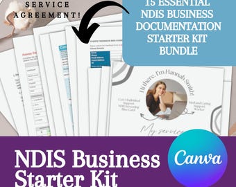 Pacote de suporte para iniciantes de negócios do NDIS Formulários de suporte para deficientes Admissão de participantes Documentos editáveis Acordo de serviço