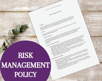 NDIS Risk Management Policy | Business support worker support Coordination Word document template providers | Participant | Digital download