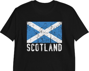 Scotland Shirt, Scotland Distressed Flag, Scottish Flag Tee, Scottish Graphic T-Shirt, Scotland Short Sleeve Unisex T-Shirt