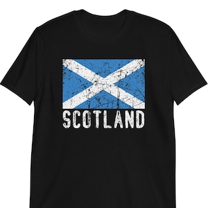 Scotland Shirt, Scotland Distressed Flag, Scottish Flag Tee, Scottish Graphic T-Shirt, Scotland Short Sleeve Unisex T-Shirt