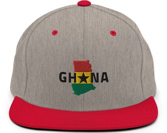 Ghana Hat, Ghanaian Hat, Embroidered African, Ghana Gift, Republic of Ghana Snapback Hat