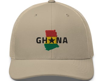 Ghana Hat, Ghanaian Hat, Embroidered African, Ghana Gift, Republic of Ghana Trucker Hat