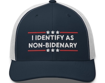 Me identifico como sombrero no bideniano / sombrero patriótico divertido / sombrero de partidario de Trump / regalo anti-Biden / sombrero de camionero conservador