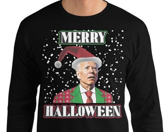 Funny Joe Biden Christmas Long Sleeve Shirt, Biden Halloween Confused Holiday, Funny Republican Gift, Political Humor, Anti Biden Xmas Shirt