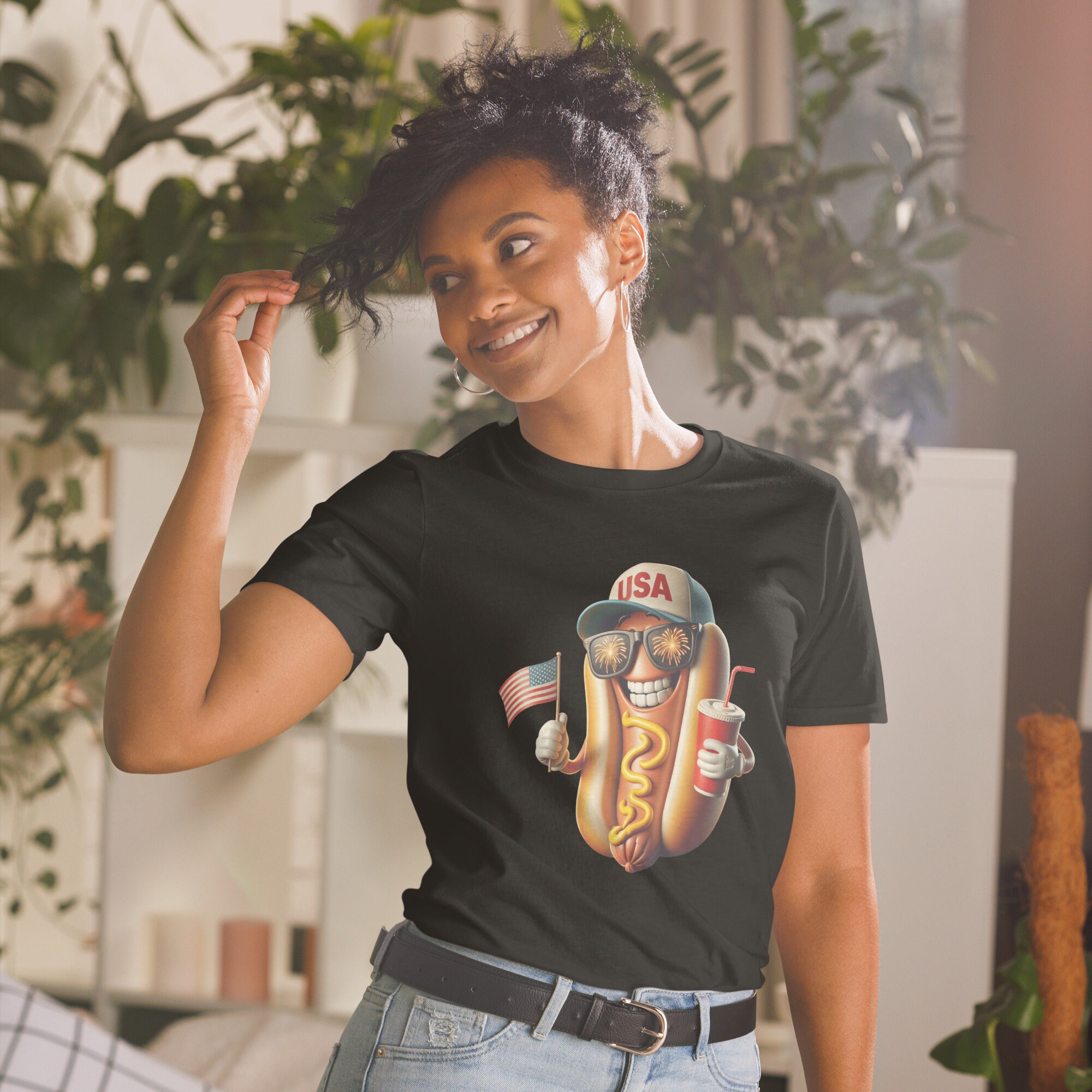 T-shirt Humour Hot-Dog 4 Juillet - Make America Great Again - Neuf Avec étiquette - Fait Main