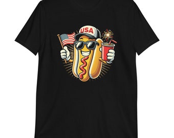 T-shirt Humoristique Hot-dog 4 Juillet – Make America Great Again, Neuf Avec étiquette