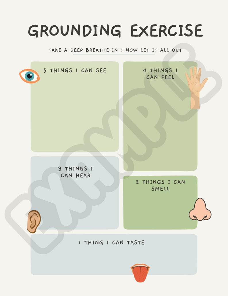 Grounding Exercise Therapeutic Worksheet Selfhelp Etsy