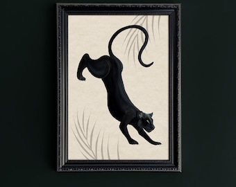 Konsttryck av Black Panther | Illustration av vilda djur, gotisk heminredning