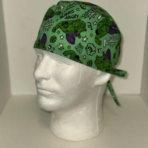 Hulk Print Scrub Hat, Unisex Cotton Nursing Cap