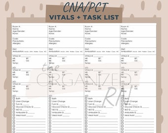 CNA/PCT Vitals-logboek en takenlijst