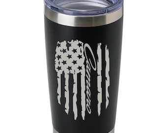 Camaro Flag Laser Engraved Stainless Steel Tumbler | Insulated  20 oz  | Travel Mug | Custom-made | Muscle Car | Fast Shipping