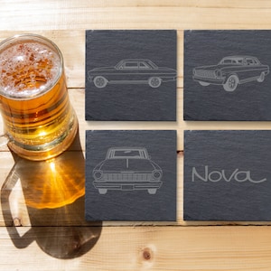 Chevy Nova II Slate Coaster Laser Engraved | Man Cave | Bar Decor | Classic Cars | Fast Shipping | Great Gift Idea