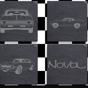 NOVA Slate Coaster Laser Engraved | Man Cave | Bar Decor | Classic Cars | Fast Shipping | Great Gift Idea