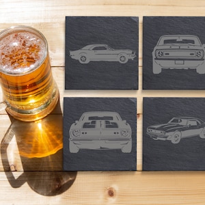 Camaro Slate Coaster Laser Engraved | Man Cave | Bar Decor | Classic Cars | Fast Shipping | Great Gift Idea