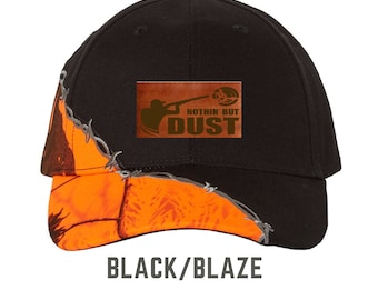 Nothing But DUST Leather Patch Hat Clay Skeet Trap Shooting Laser Engraved Structured Ball Cap Hat