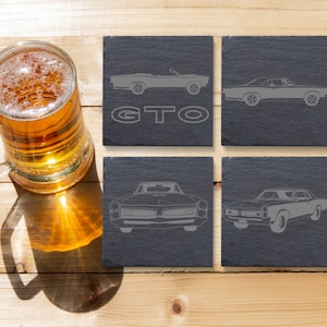 1967 GTO Slate Coaster Laser Engraved | Man Cave | Bar Decor | Classic Cars | Fast Shipping | Great Gift Idea