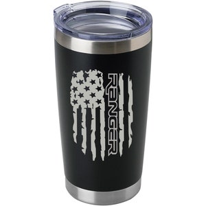 Ranger Flag Laser Engraved Stainless Steel Tumbler | Insulated  20 oz  | Travel Mug | Custom-made | Muscle Car | Fast Shipping