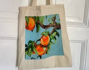 painted tote bag | bemalter Jutebeutel - peaches