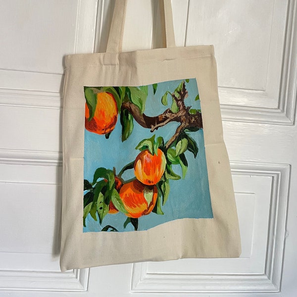 painted tote bag | bemalter Jutebeutel - peaches