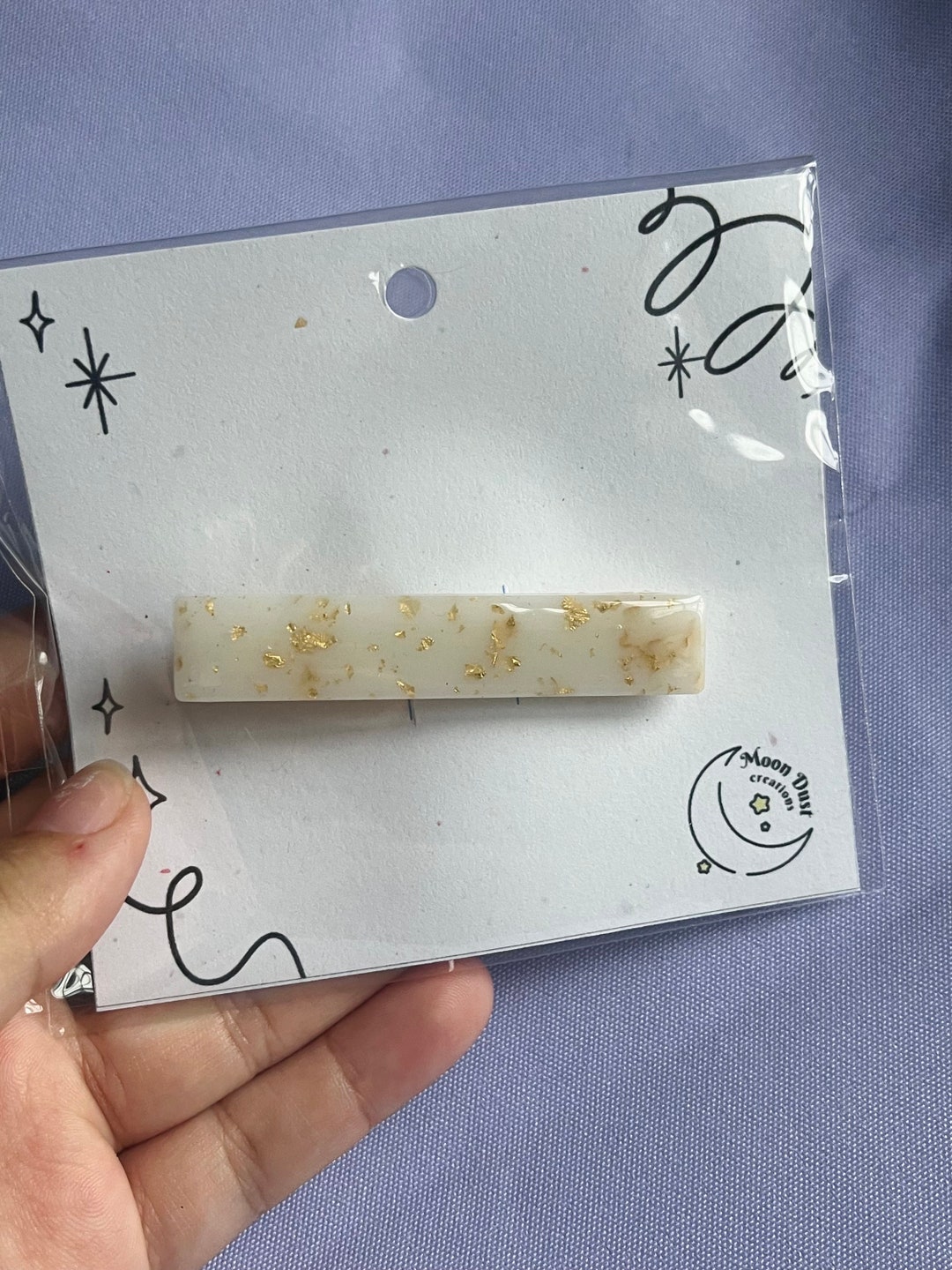 White & Gold SMALL Hair Barrette Etsy